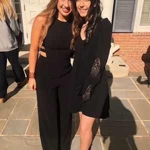 Black Express Dress with Bell Lace Sleeves